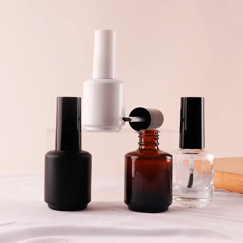 5PCS 10ML Empty Transparent Glass Nail Polish Bottle Nail Glass Bottles With Brush Cosmetic Containers