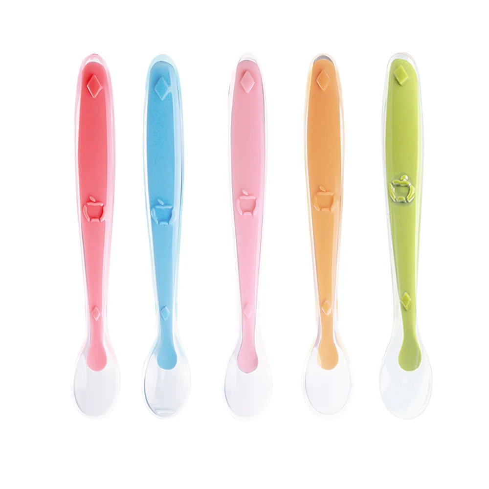 

Baby Silicone Soft Spoons Training Feeding for Kids Toddlers Children and Infants BPA Free 5 Pack Baby Led Weaning Spoon