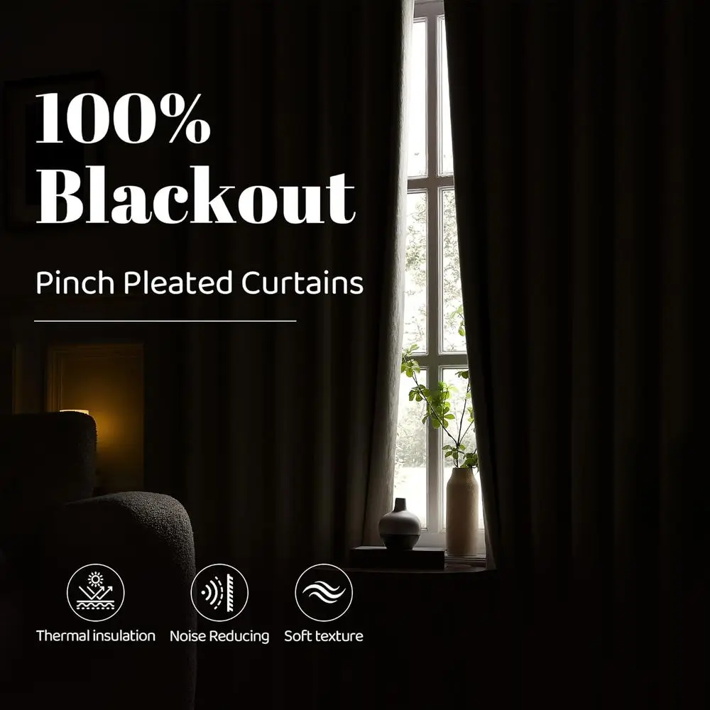 ستائر تعتيم من الكتان العاجي مقاس 40 × 95 مع خطافات، موفرة للطاقة، لوحتين، بطول 95