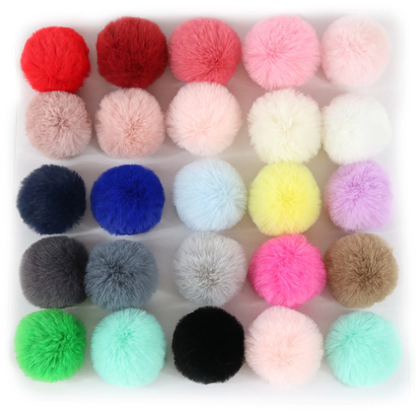 4cm 5cm Multicolor Soft Pom Pom Ball With Rubber Band DIY Handmade Craft Materials Clothing Scarf Women Sewing Accessories,10pcs