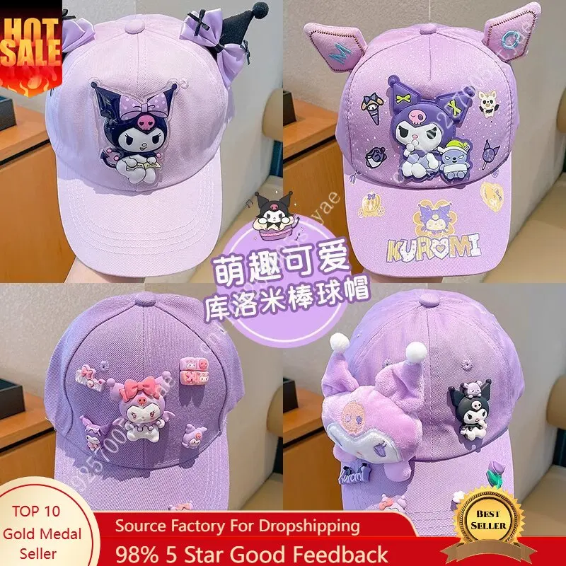 

Cute Cartoon DIY Baseball Cap for Kids Kuromi HatGirls Little Babies Thin Sunscreen Duckbill Cap for Spring and Autumn