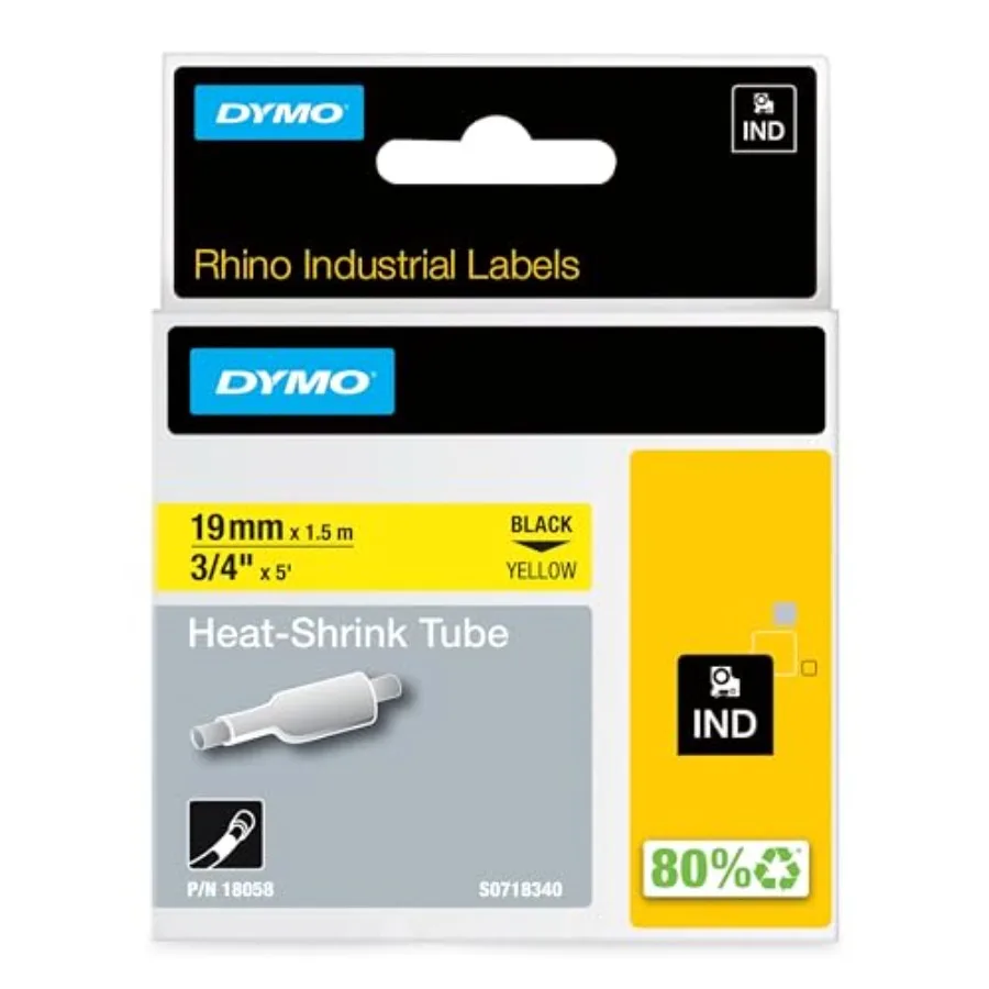 

Термоусадочные трубки для маркировки кабелей Rhino Industrial, 19 мм x 1,5 м, черный принт на желтом фоне, для маркировочных устройств Rhino