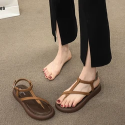 Hot Sale Shoes Female 2024 New One-word Belt Design Women's Thong Sandals Casual Fashion Gladiator Sandals Sandalias De Mujer