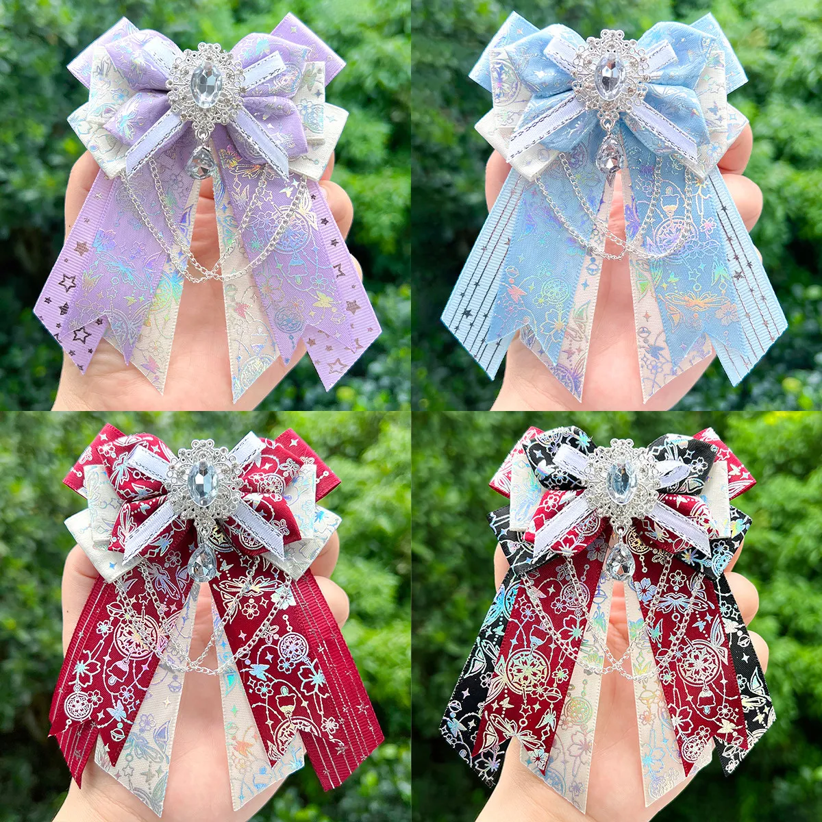 Luxury Lolita Bow Kra Stick Angel Wings Bow Concert Hand Light Accessories Women's Korean Suit Shirt Accessories