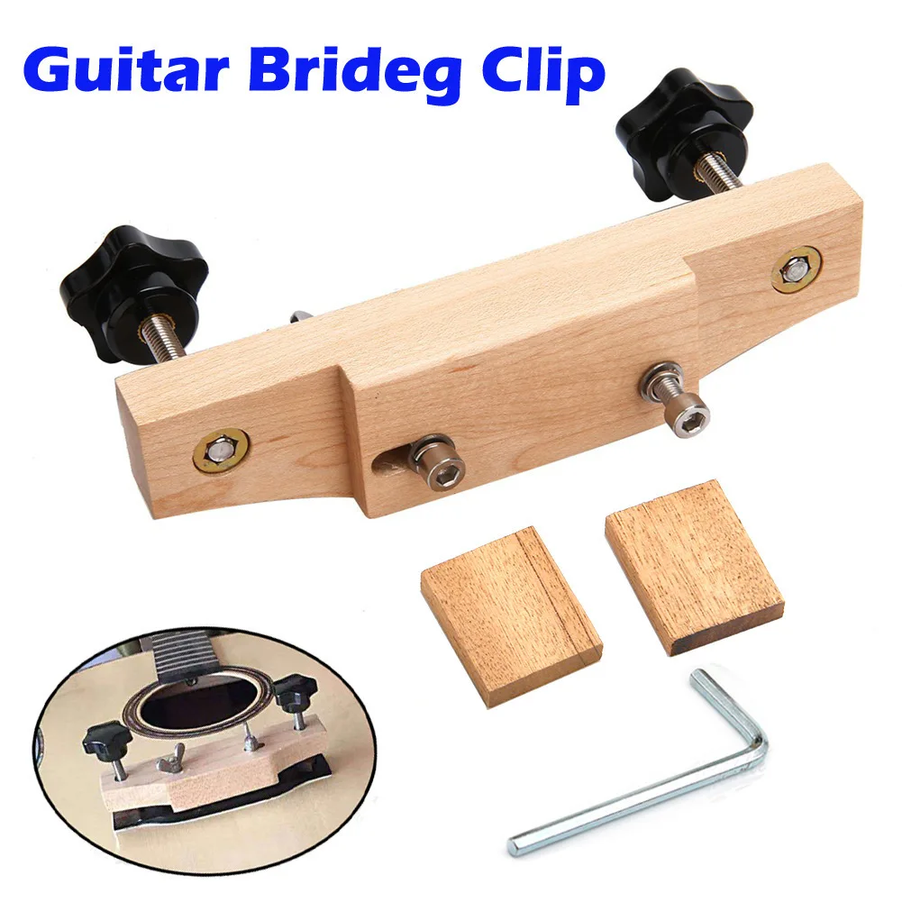 

Guitar Bridge Clamp Maple Wood and Metal Guitar Bridge Holding Repair Luthier Tool