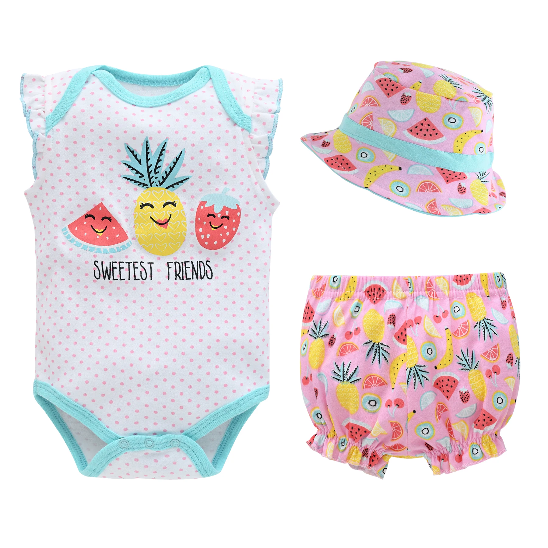 

Honeyzone Baby Girl Summer Clothes Roupa De Bebe Menino Cartoon Cute Fruit Print Baby Bodysuit Ropa Recien Nacido Baby Girl Set