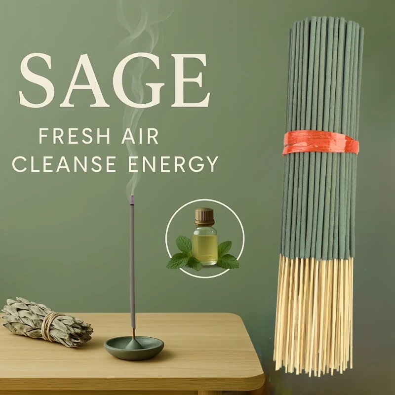 25/50/100pcs Incense Sticks Sandalwood Sage Lavender Refreshing Mint Aromatherapy Fragrance for Yoga Meditation Patio Camping