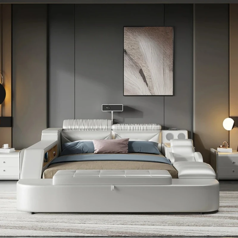 

Multifonction Unique Double Bed Queen Size Storage Modern Double Twin Bed Frame Bedroom Wood Cama Matrimonial Home Furniture