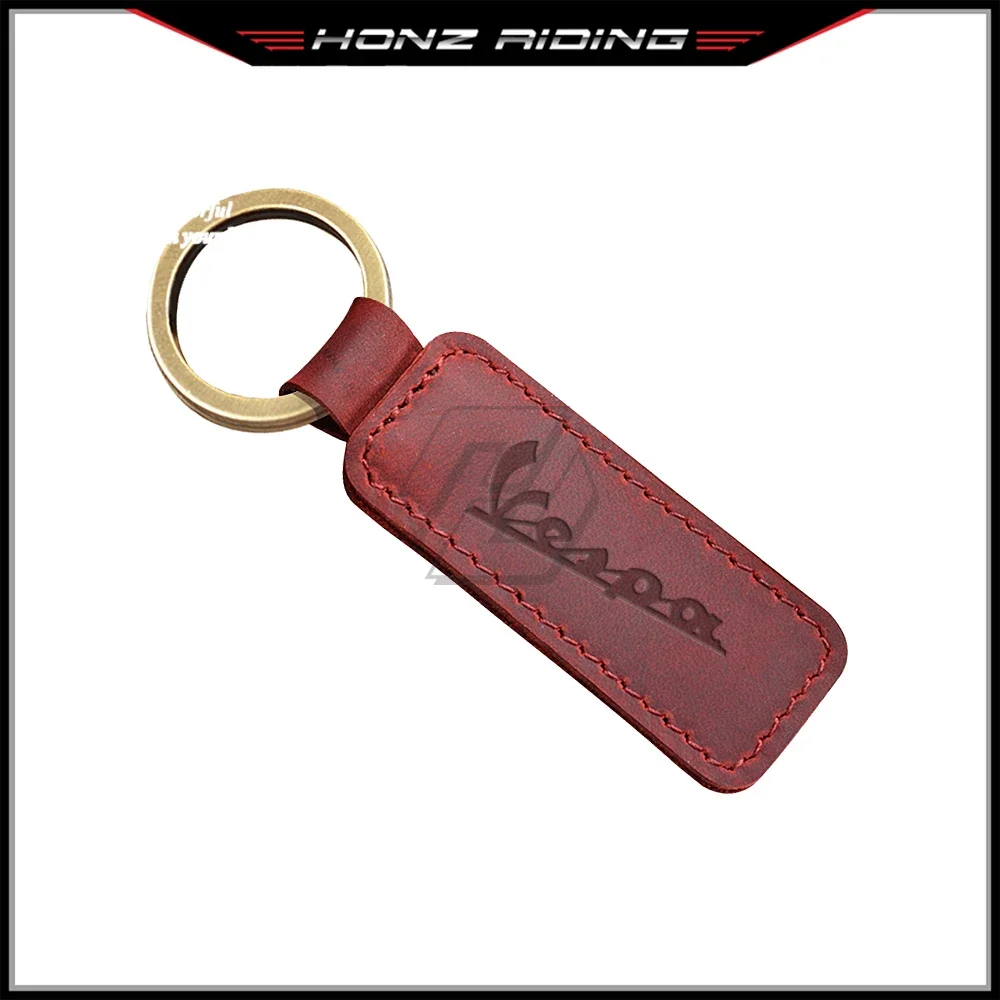 For Vespa LX LXV Sprint GTS GTV 50 150 250 300 300ie Super Sport Motorcycle Keychain Cowhide Scooter Key Ring