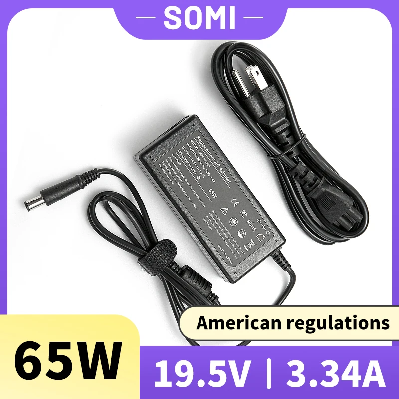 Somi 19.5V 3.34A 65W 7.4*5.0mm AC Laptop Power Adapter Charger For DELL Latitude 7480 7490 D620 D630 D800 E7240 E7270 E7450 E623