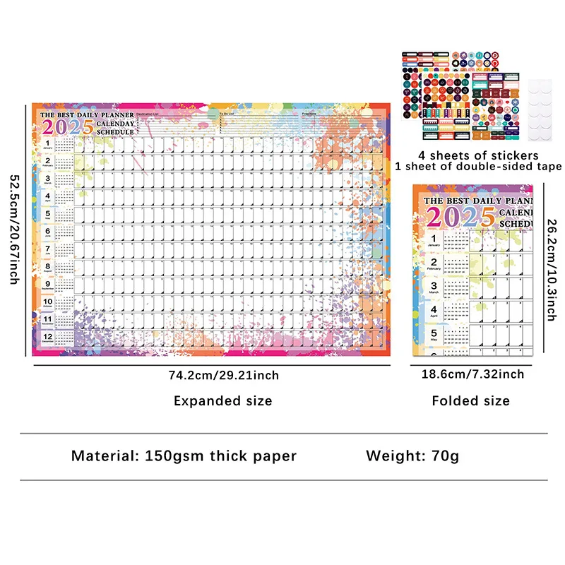 Imagem -05 - Kawaii Calendar Planner Sheet Calendário de Parede Grande para Fazer a Lista Lista Alvo Organizador do Cronograma Material de Escritório 2025