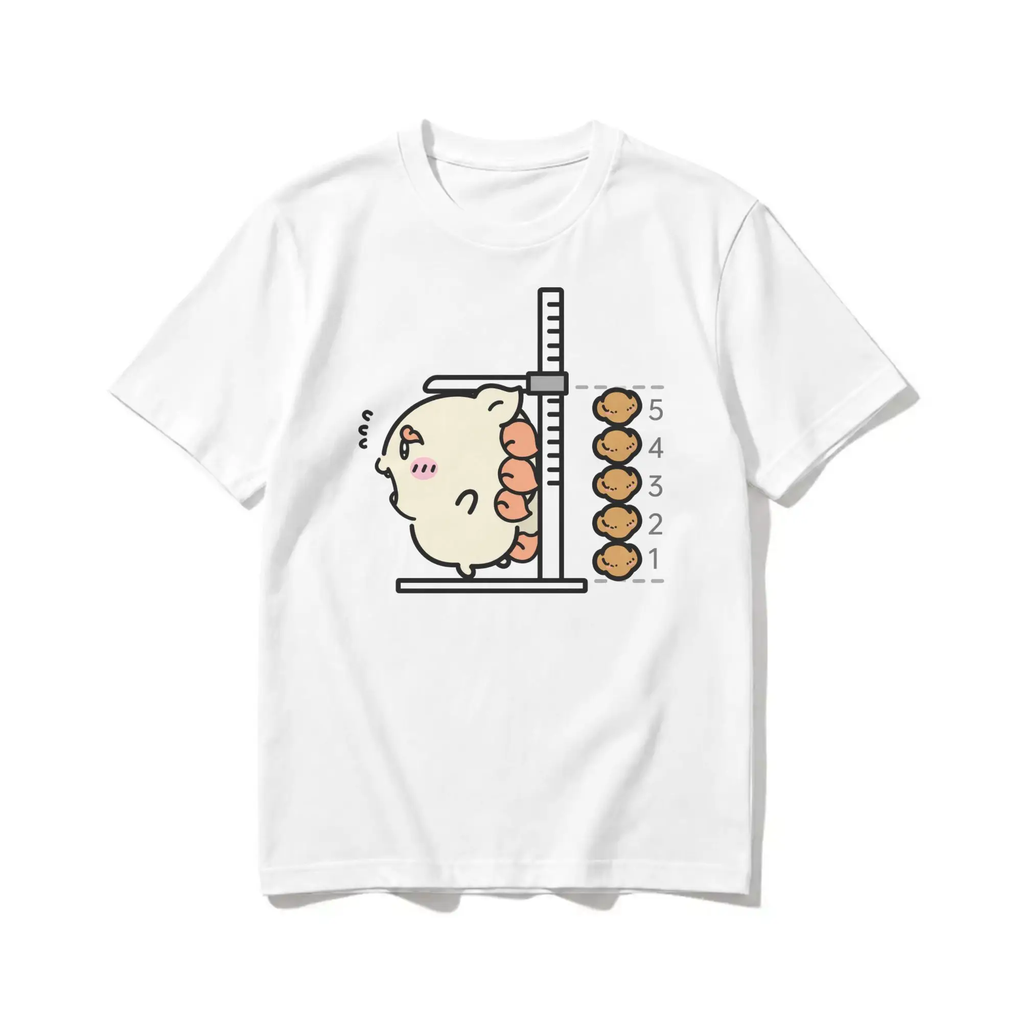 Kawaii Chiikawaii Kurimanju Height Chart Cartoon T-Shirts Men Women  Fun Cotton Tee Shirt Crew Neck T Shirt Gift Idea Clothing
