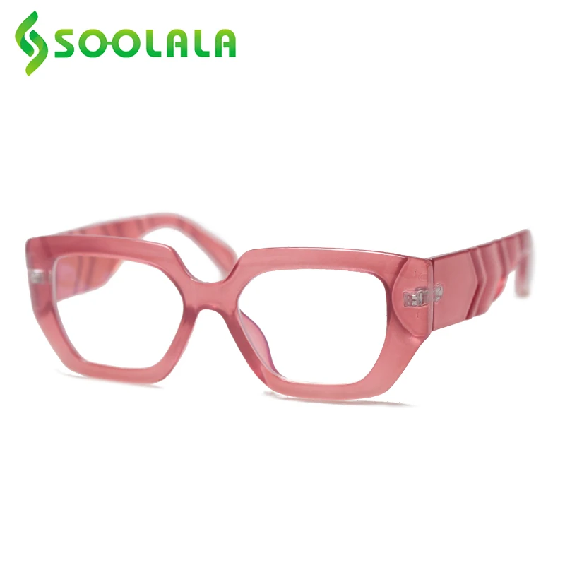 

SOOLALA Square Anti Blue Light Reading Glasses Women Ladies Presbyopic Magnifying Farsighted Glasses With Strength +0.5 to 4.0