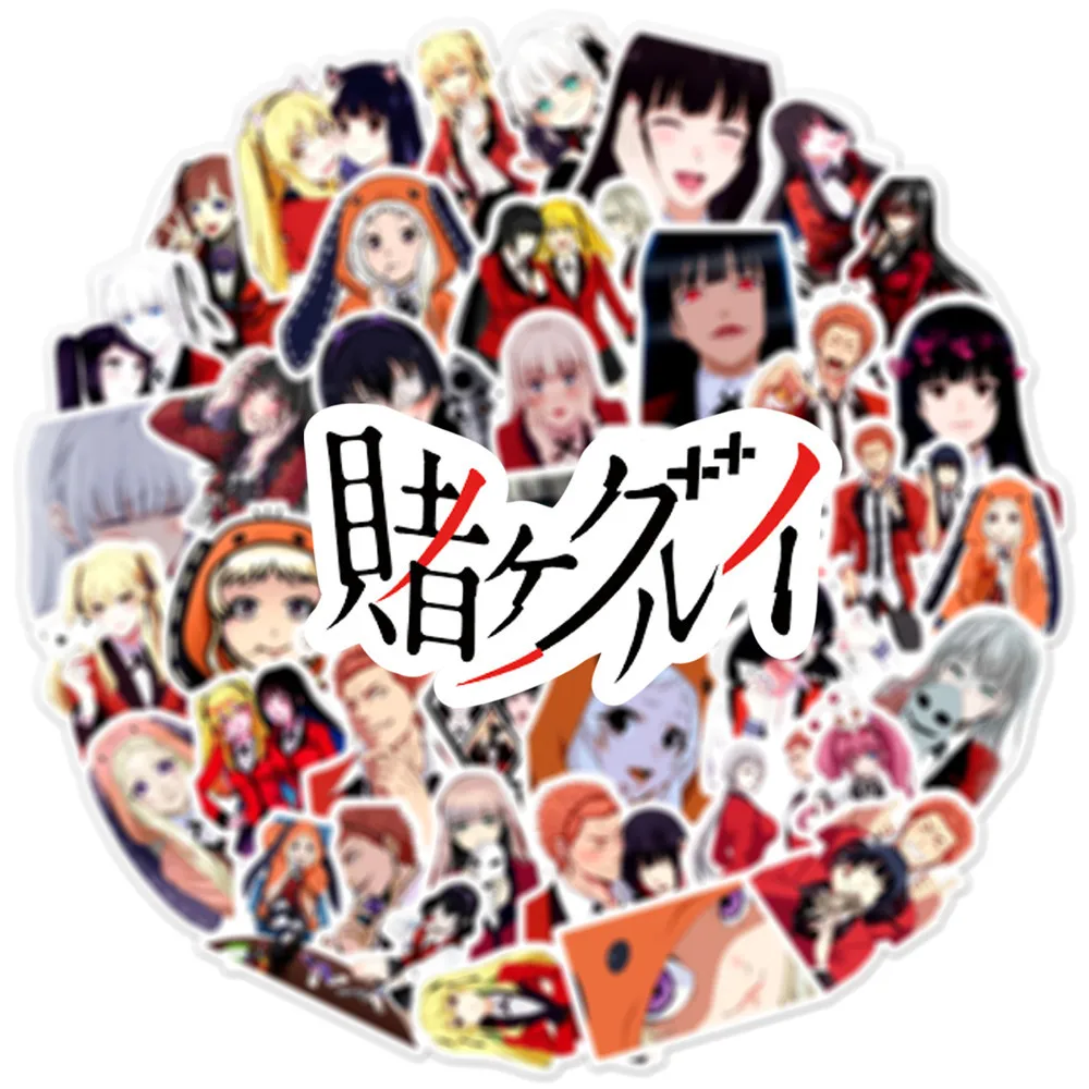 50Pcs Anime KAKEGURUI Stickers Japanese Manga Decals Scrapbook Laptop Guitar Phone Graffiti Cartoon Waterproof Stickers Toys