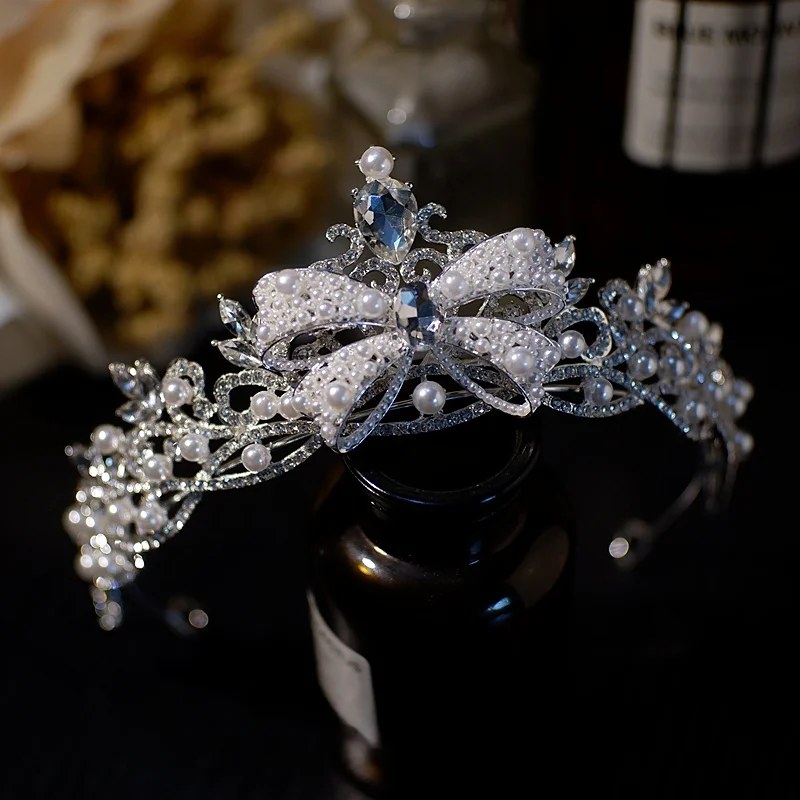 韓国風高級ヘベ花嫁クラウンヘアアクセサリーウェディングメインドレスクラウンヘッドウェアステージスタイリングアクセサリー
