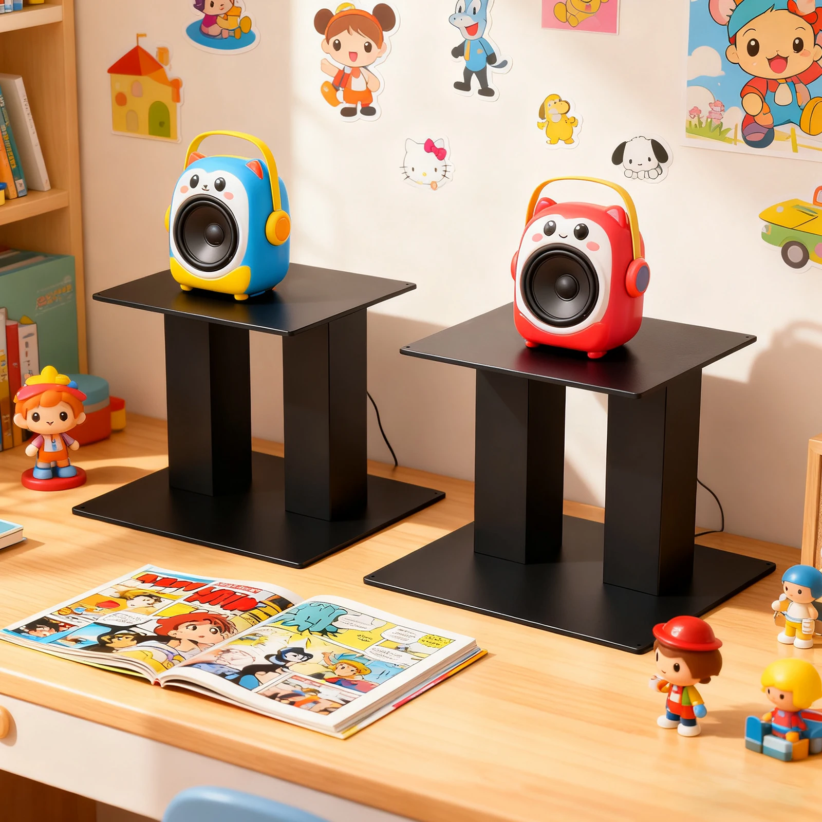 

1 пара настольных подставок для динамиков до 25 фунтов, стальные студийные подставки для монитора, настольные подставки для динамиков для настольного монитора, книжная полка для компьютера