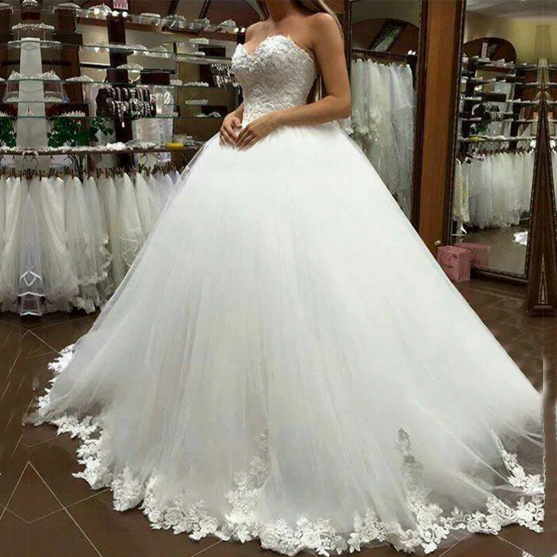 

ZJ9081 Gorgeous Appliques A-Line Sweetheart Tulle Beach Wedding Dresses 2024 New Corset Beaded Backless Bridal Gown