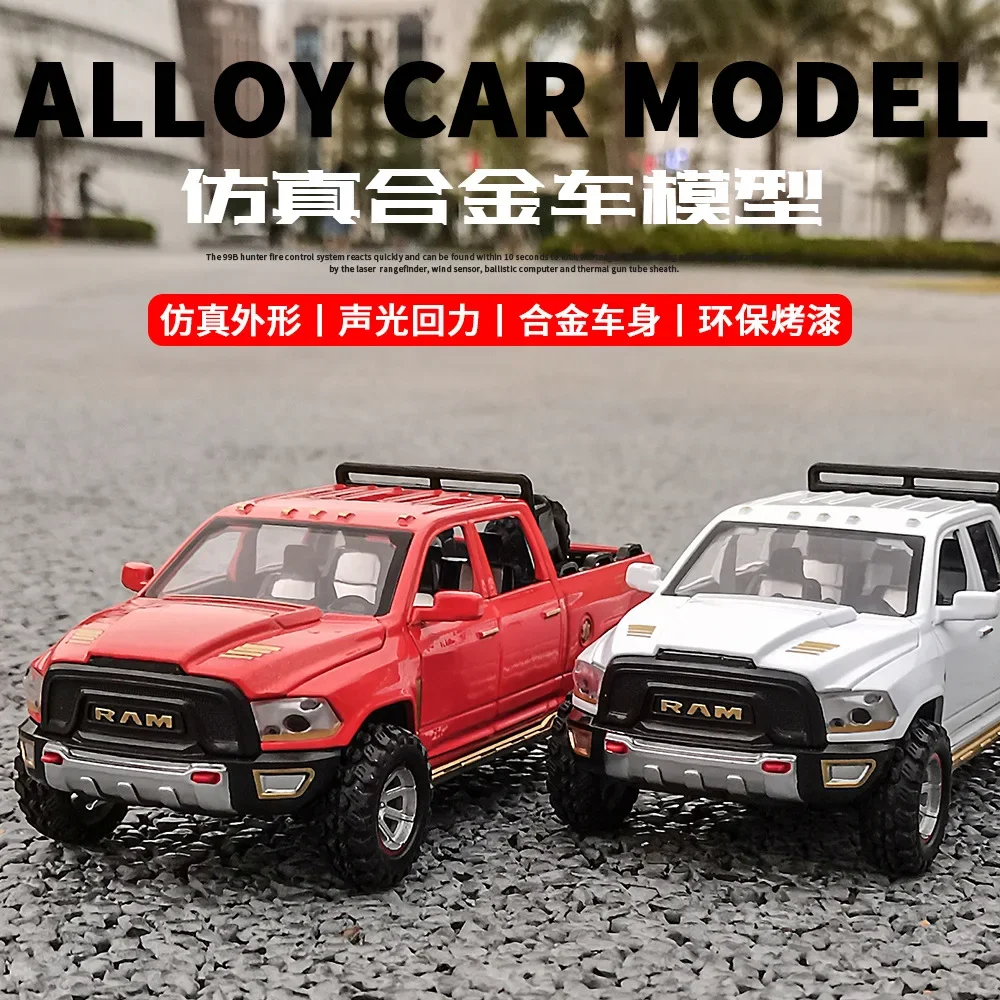 Diecast 1:32 Alloy Model Car Dodge RAM Pickup Truck Miniature Metal Vehicle for Children Christmas Toy Collector Boy's New Gifts