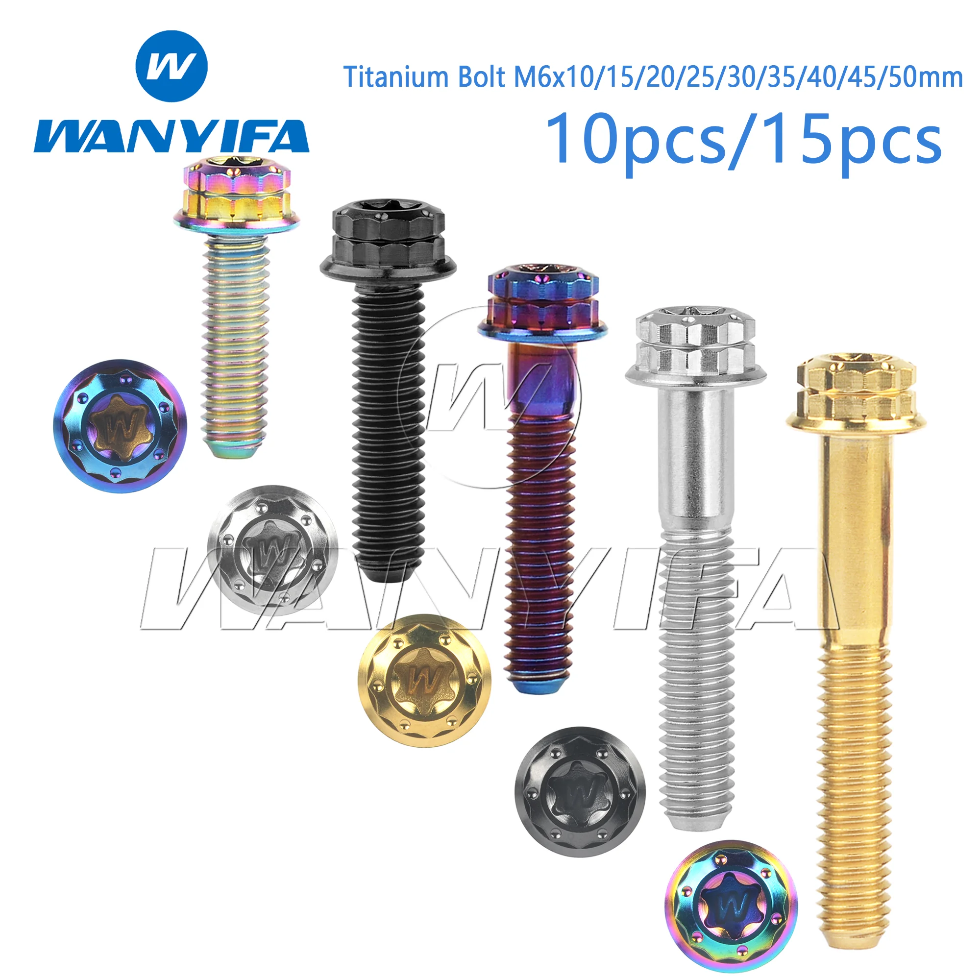 

Титановый болт Wanyifa M6x10/15/20/25/30/35/40/45/50 мм Torx T30, винты с цветочной головкой и фланцем для велосипеда и мотоцикла, 10/15 шт.