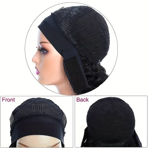 Imagen 2 del producto Peluca con diadema de cabello humano para mujer, peluca con corte Pixie, pelo corto y rizado, peluca con diadema hecha a máquina, 150% de densidad, negro, apto para principiantes