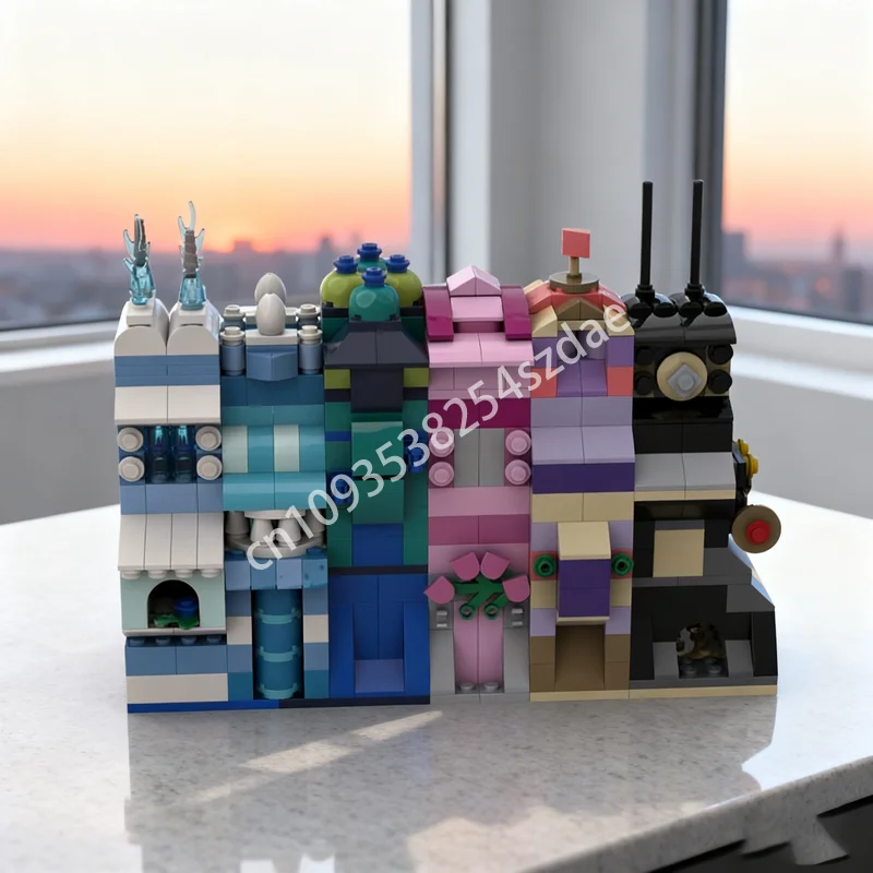 

761 шт. MOC Радужные дома, часть 2, классическая модель, строительные блоки, архитектура, сборка, рождественские подарки, игрушки «сделай сам», креативные дети