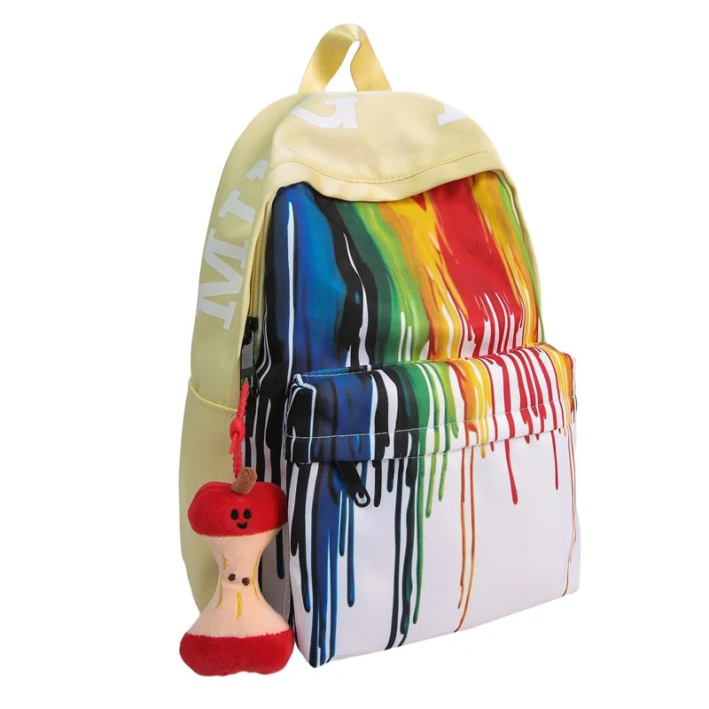 High aesthetic rainbow graffiti backpack for middle and high school students lightweight and large capacity backpack for leisure