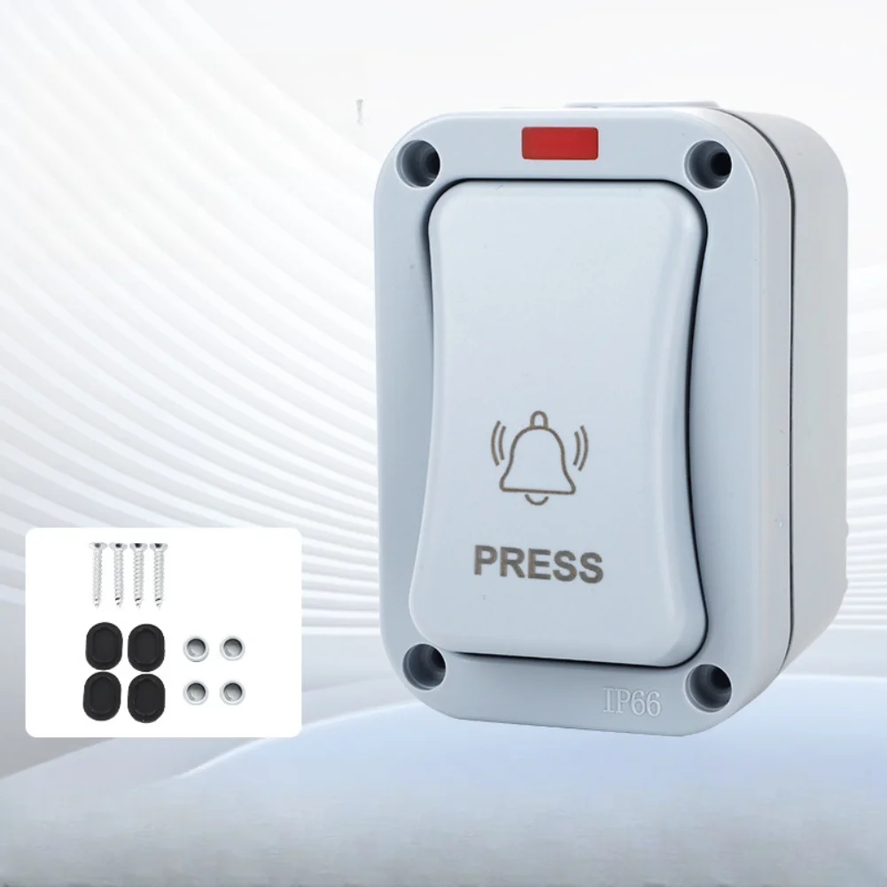 AC250V 20A Doorbell Switch Self-resetting Outdoor IP66 Waterproof Doorbell Control Push-Button Switch Patio-Mounted Switch
