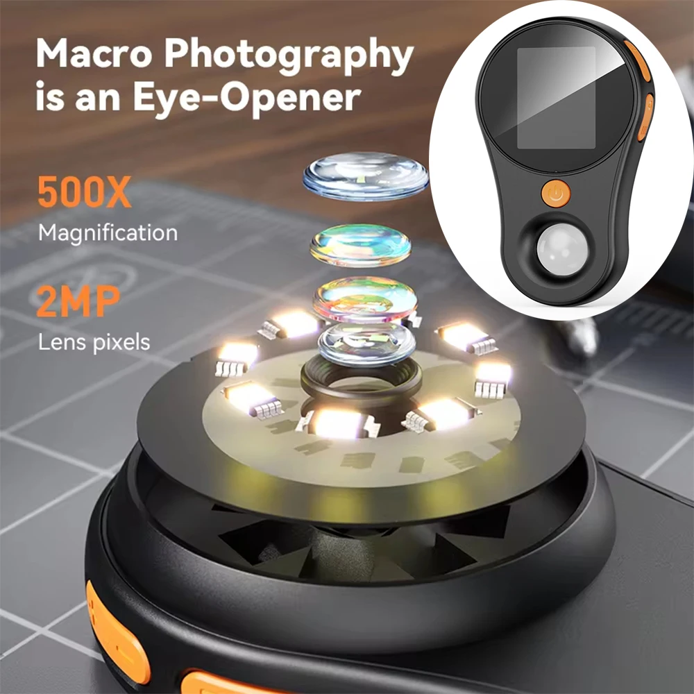 Microscopio Digital de mano 1080P 500X, lupa con 8Leds para reparación de relojes de joyería electrónica