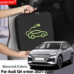 EV Car Charging Cable Storage Carry Bag For Audi Q4 e-tron 2021-2024 Charger Plugs Sockets Waterproof Fire Retardant Accessory