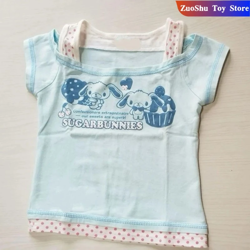 

Kawaii Sugarbunnies Y2k Clothing Summer Kawaii Fake Two T-Shirts Japanese Subculture Printed Tees Sweet Cute Harajuku Crop Tops