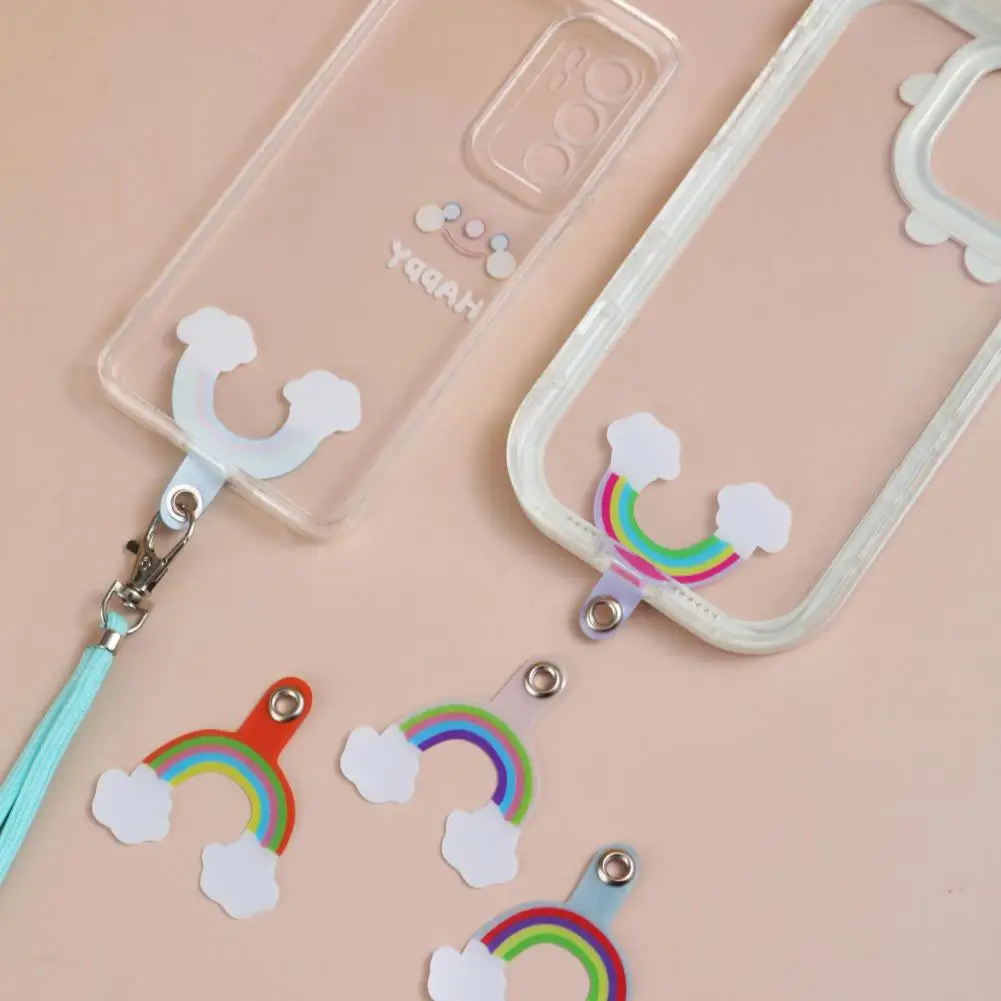 Phone Lanyard Patch Rainbow Color Anti-lost Lanyard Card Gasket Mobile Phone Lanyard Crossbody Patch Detachable Patch Tether Pad