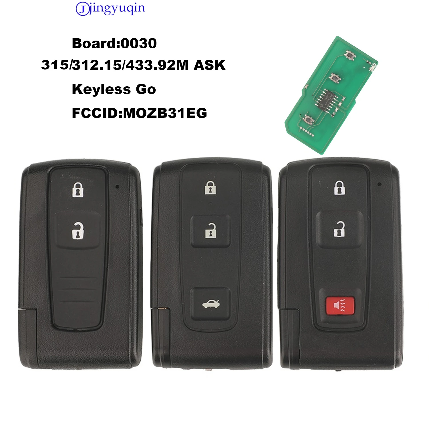 

Jingyuqin для Toyota Prius 2004-2009, автомобильный умный дистанционный ключ без ключа, 312,15/315,12/433 МГц, 4D чип-ключи FCC MOZB31EG
