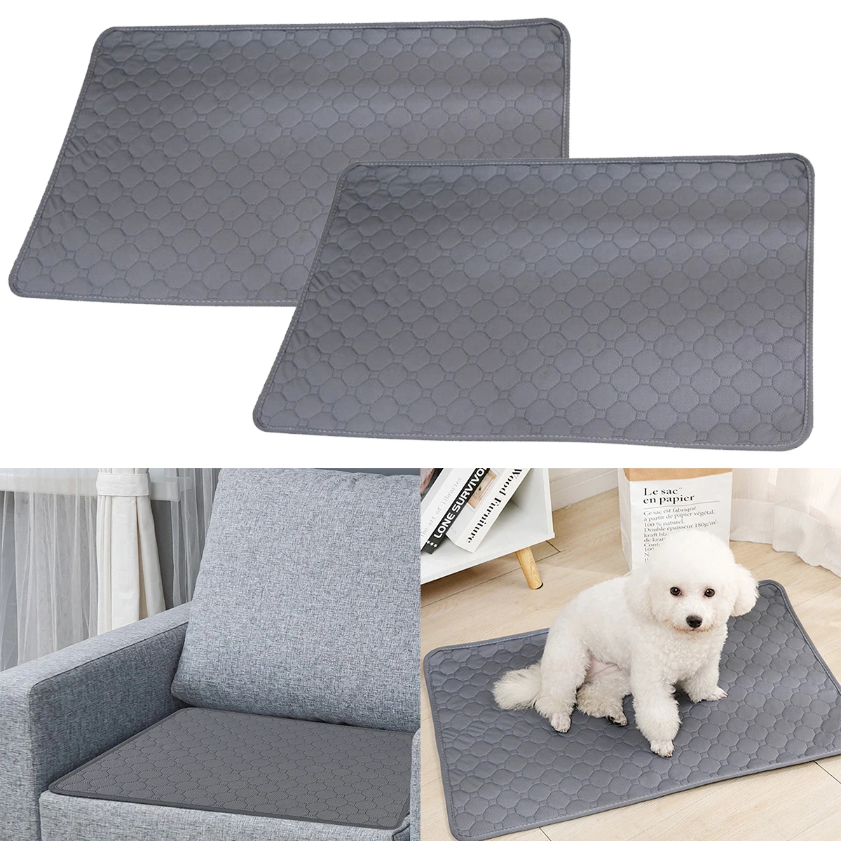 

2 PCS Reusable Dog Pee Pad Blanket Absorbent Diaper Washable Puppy Training Pad Urine Mat for Pet Car Seat Cover Pet Accessory