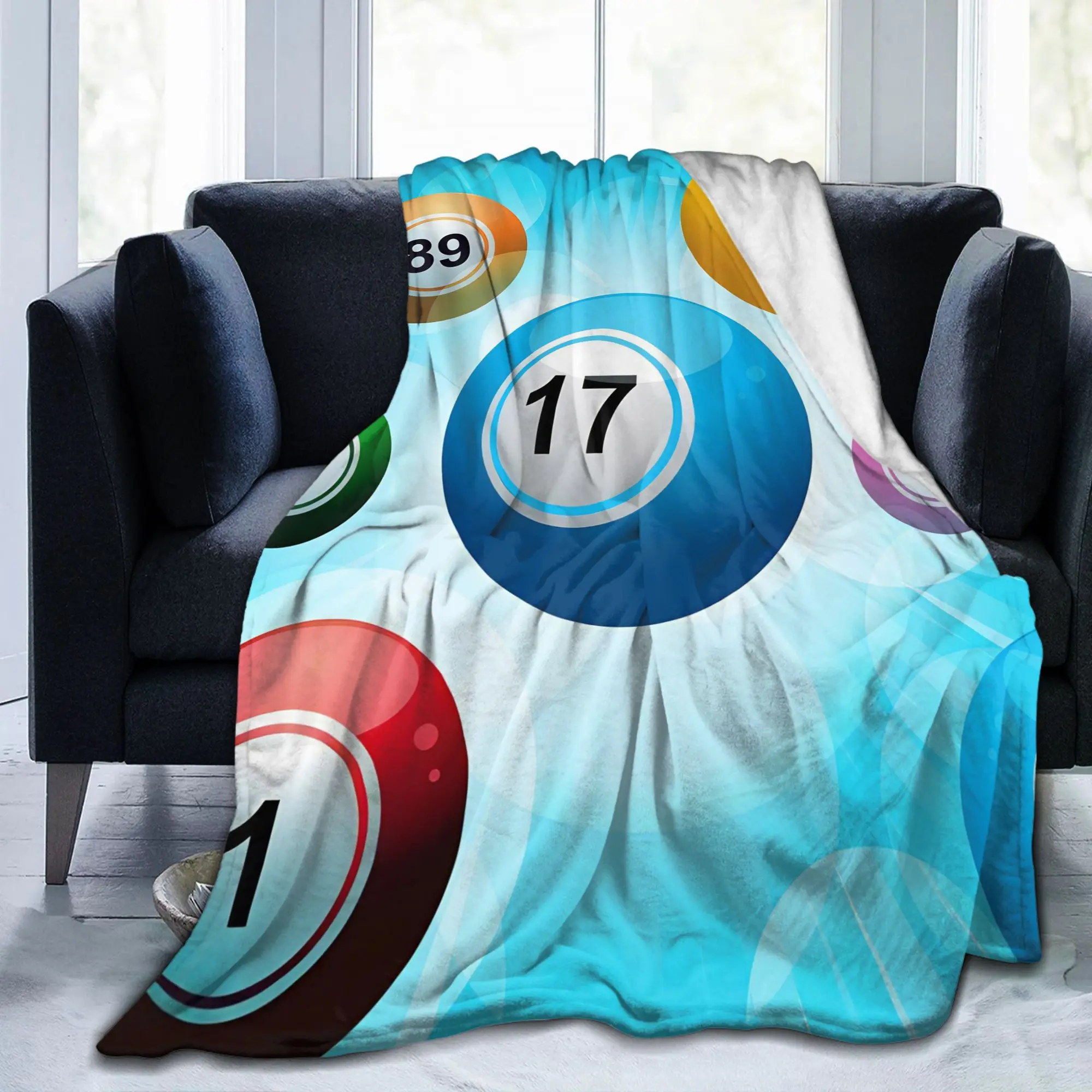 Bingo Balls Paper Game Blanket Flannel Decoration  Multifunction Thin Bedding Throw Blanket for Office
