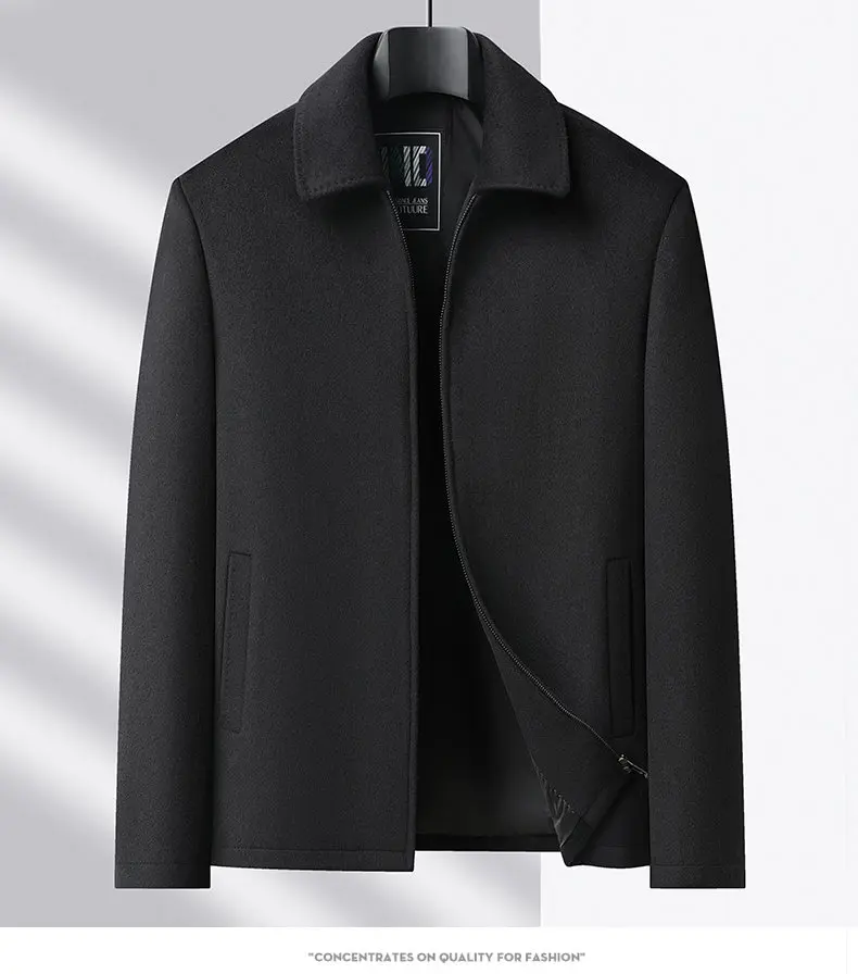 Hochwertige, Modische, Coole, Vielseitige, Trendige und Lässige Wollene Herrenjacke, Herrenanzug mit Reverskragen – Detail 5