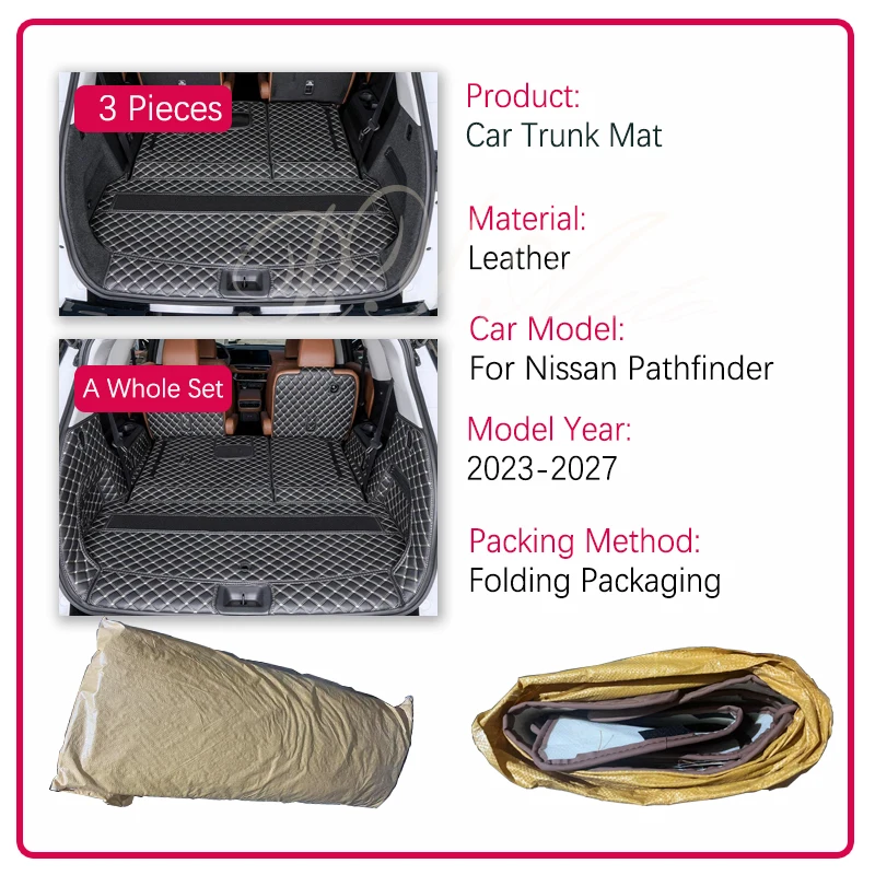 Car Trunk Mat For Nissan Pathfinder R53 2023 2024 2025 2026 2027 6SEAT 7SEAT Anti-dirty Cargo Cover Storage Pad Auto Accessories