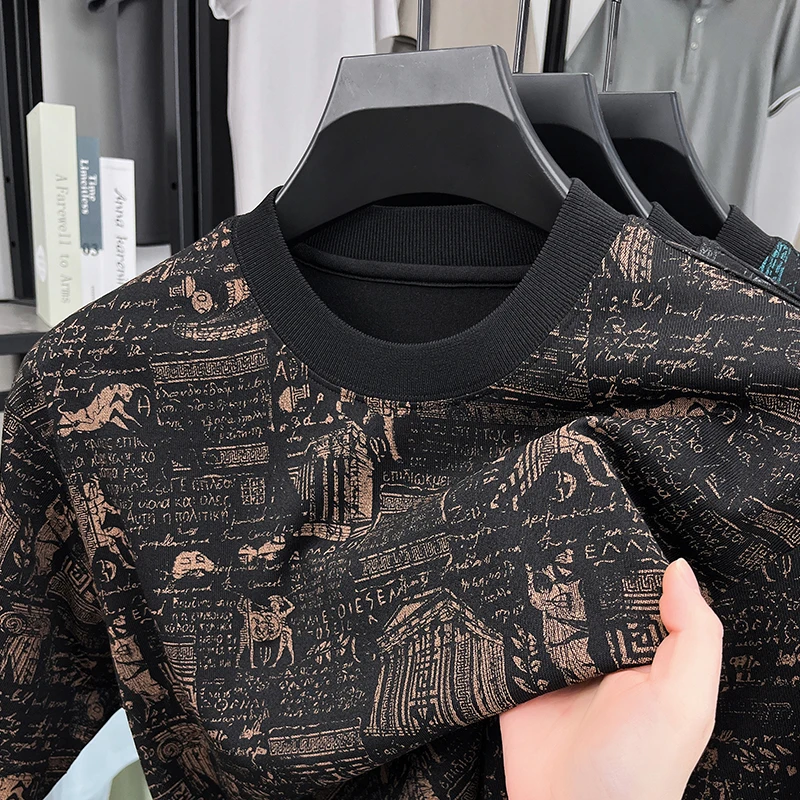 

Mens Luxury Short Sleeve T-Shirt Round Neck Printed Graphic Anti Pilling Summer Fashion Casual Classic Versatile Trend Mens Wear