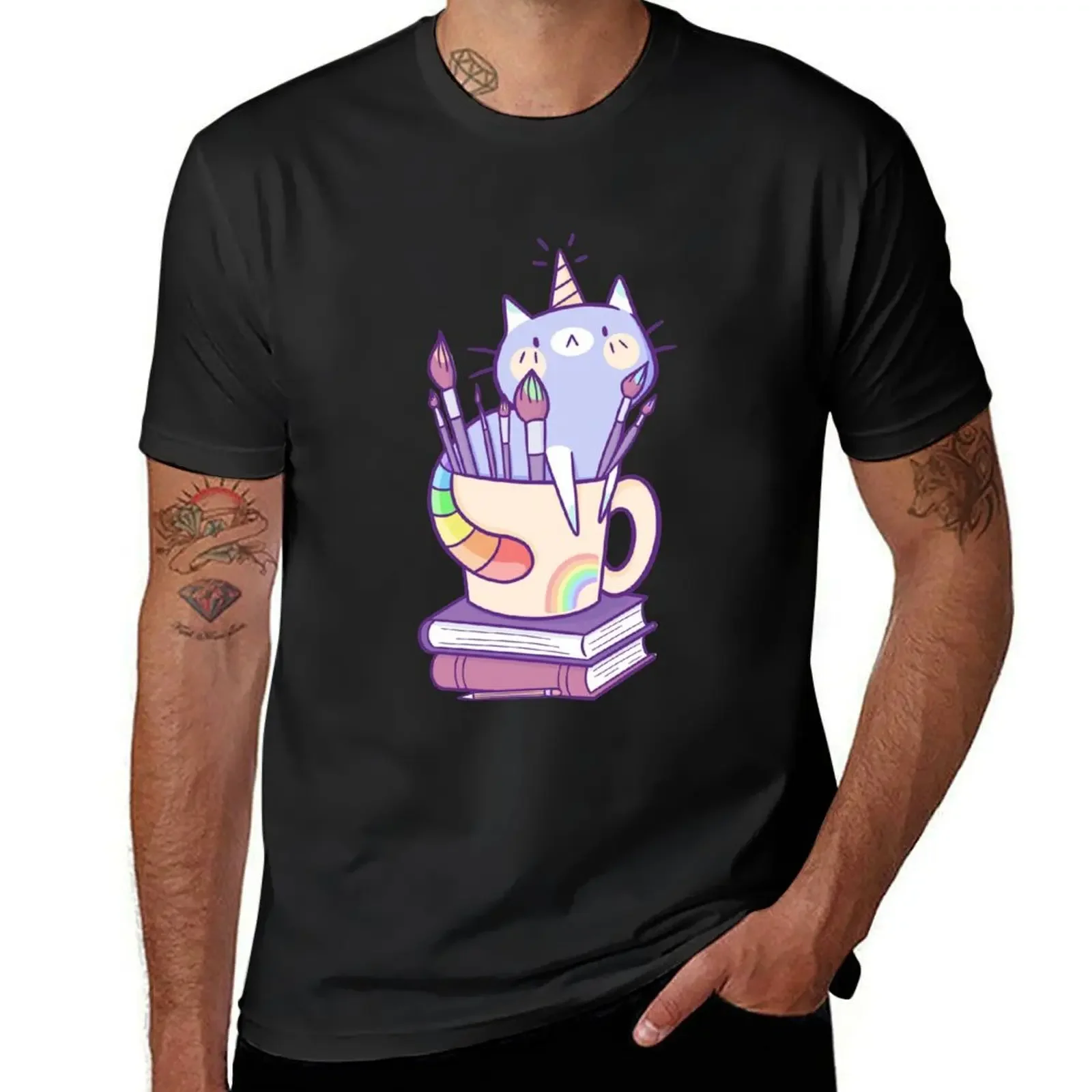 Caticorn Artist T-Shirt man t shirt baggy shirts anime clothes mens t shirts top quality