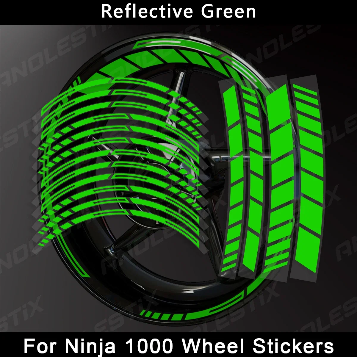 AnoleStix Reflective Motorcycle Wheel Sticker Hub Decal Rim Stripe Tape For Kawasaki Ninja 1000