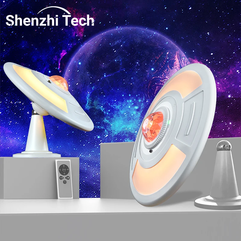 UFO Starry Night Projection Lamp – RGB Nebula Ambient Light with Remote Control, Timer, Magnetic Base for Home, Bedroom, Camping