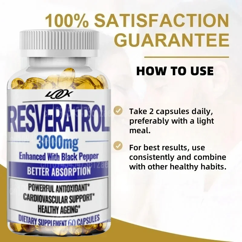 

Resveratrol Capsules, Potent Antioxidants & Trans-Resveratrol, Promotes Anti-Aging, Cardiovascular & Joint Support