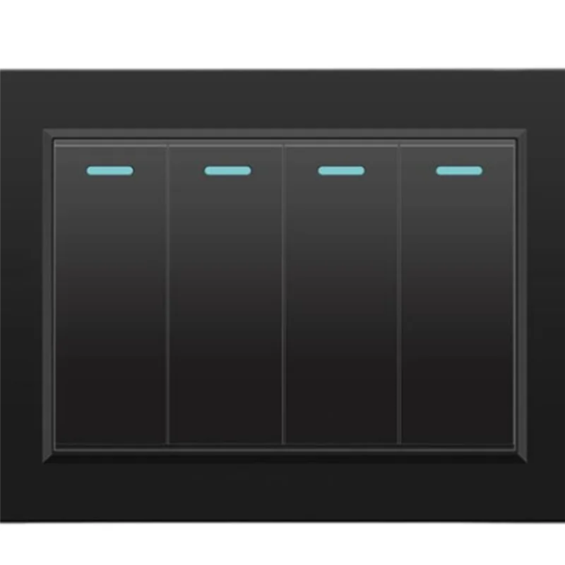 ABVJ-Wall مفاتيح كهربائية مفتاح الإضاءة 2 عصابة 118 مللي متر × 72 مللي متر لوحة من الزجاج المقسى مفتاح زر ميكانيكي #6