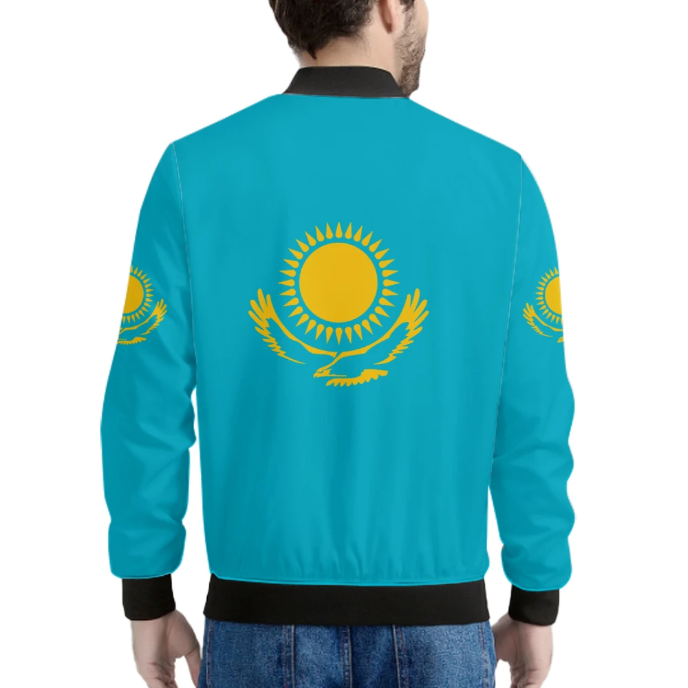 Kazakhstan Zipper Jacket Diy Custom Name Number Print Photo Kaz Coats Nation Flag Kz Russian Kazakh Country College Clothes