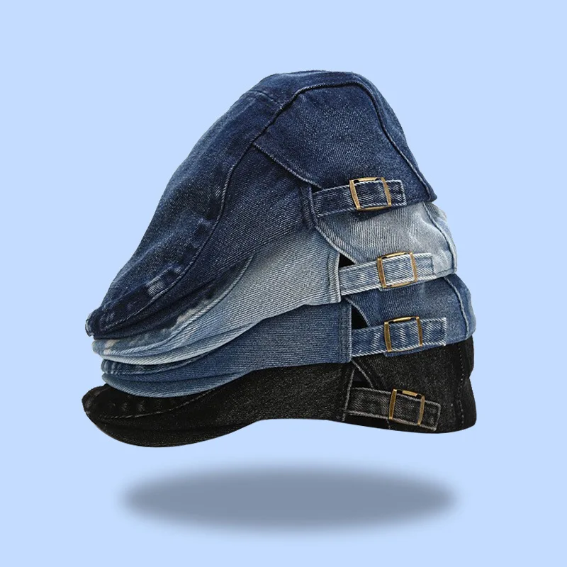 

Новый берет унисекс для женщин, модная джинсовая хлопковая однотонная мягкая верхняя кепка в стиле ретро, мужская кепка с козырьком, шляпа водителя, подарок
