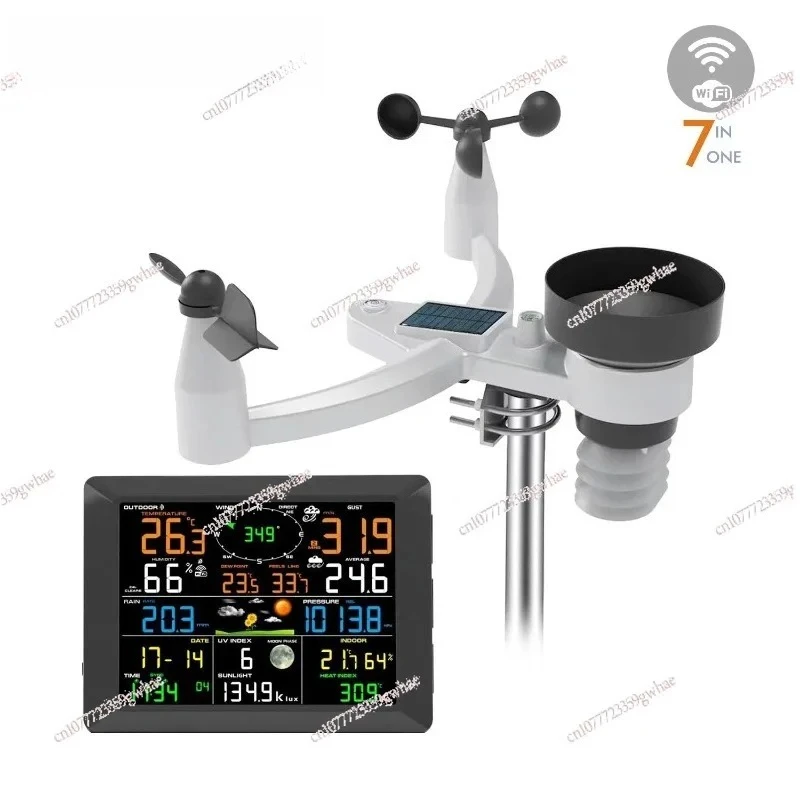 

FT0310-025T 7-in-1 outdoor sensor monitors wind speed/UV/rainfall, real-time warning