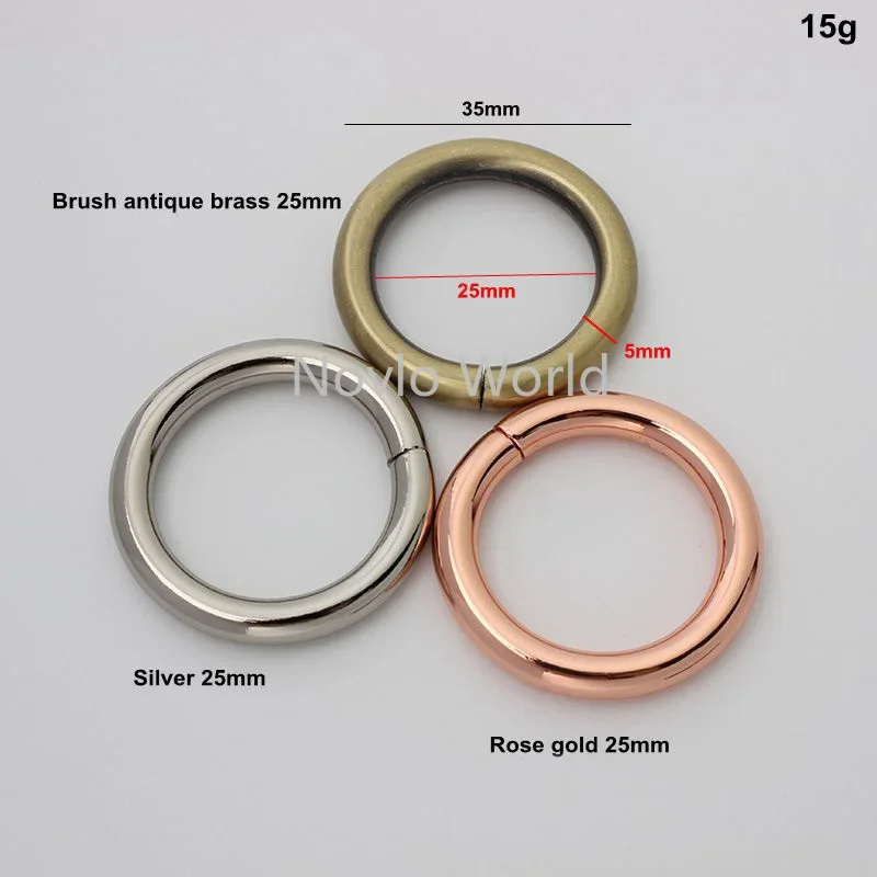 20pieces 7 colors 6 sizes 13-16-19-25-32-38mm pink gold O rings for DIY leather bags close round jump rings