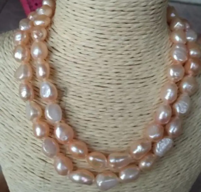 

new long 32inches 10-12mm baroque south pink pearl necklace