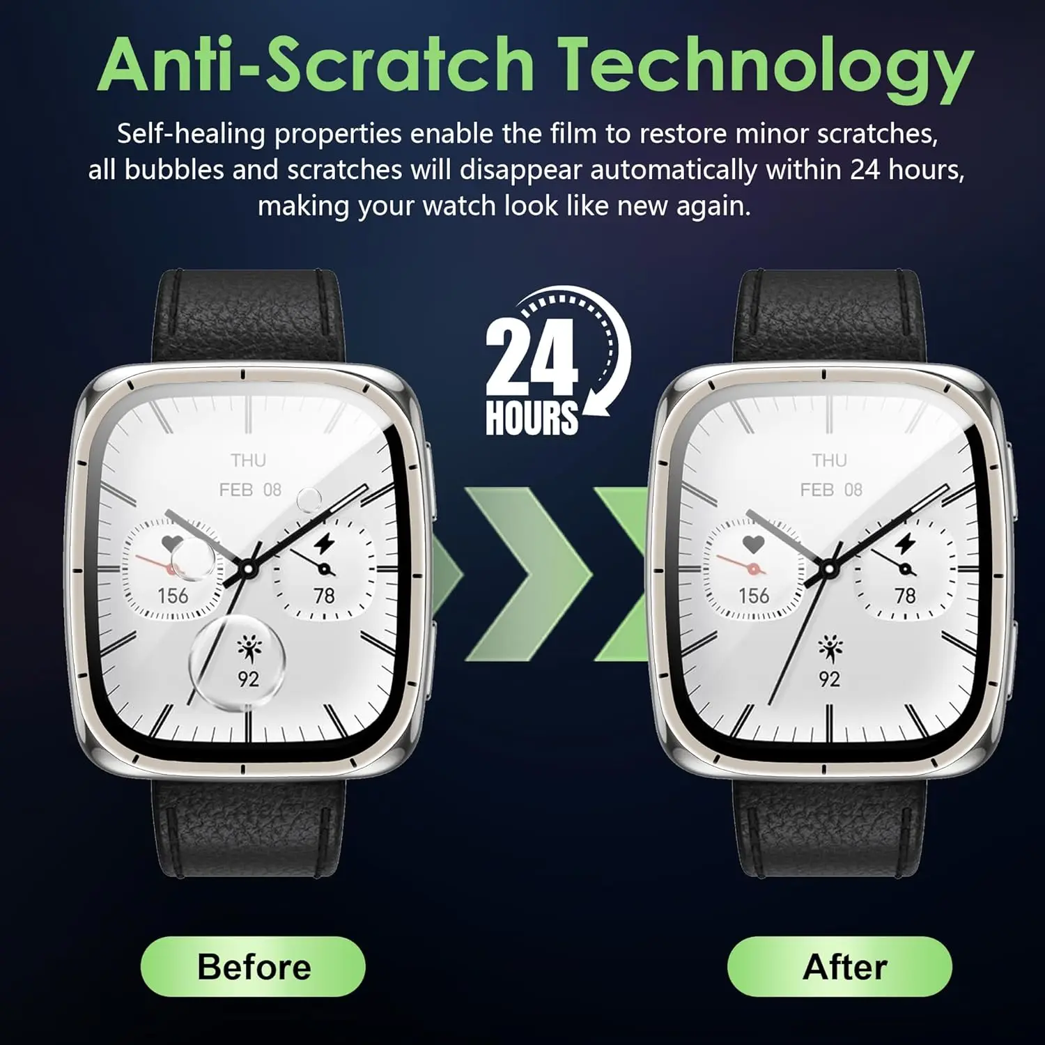 Amazfit Active 2 スクエア用スクリーンプロテクター、傷防止、3Dフルカバー、ケース対応、HDクリアカバー