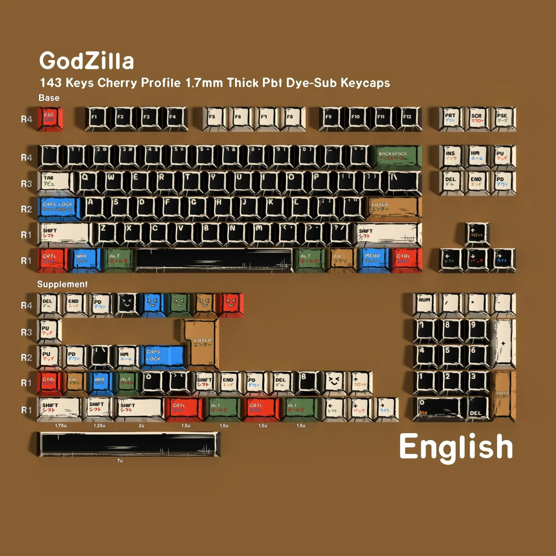 Comic Mechanical Keyboard Keycaps Spanish French Japanese Russian German Korean Cherry Profile PBT Keycap ISO Enter 7U Space DIY