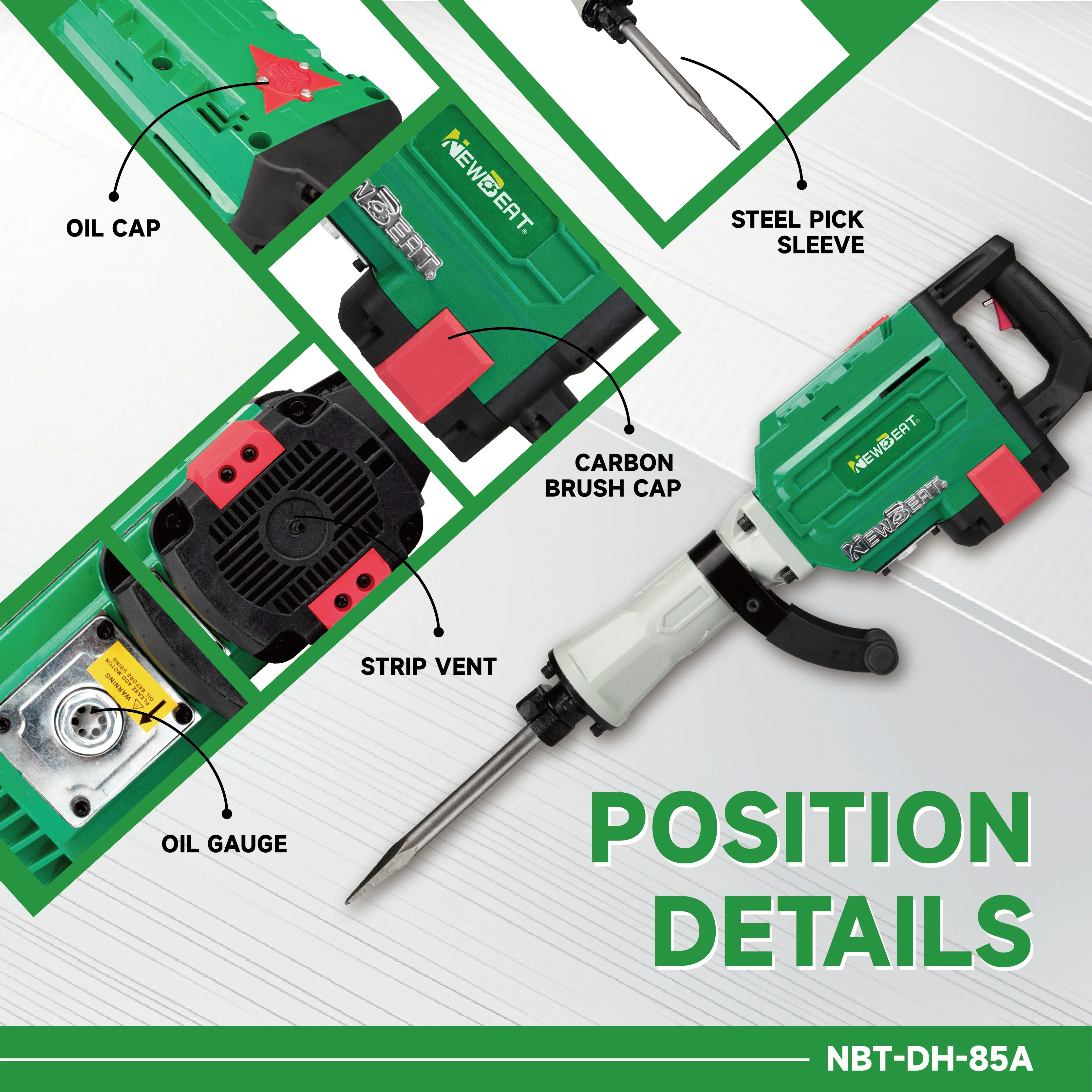 

NewBeat 220V 85 Wholesale Brush Jack Hammer Drill Electric Demolition Hammer Parts for Concrete Breaker